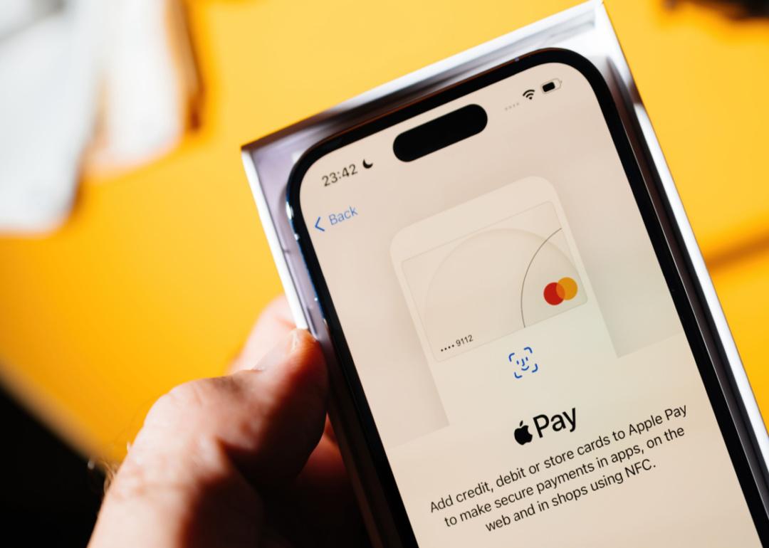 Mastercard pay card menu on Apple Pay payment system app.