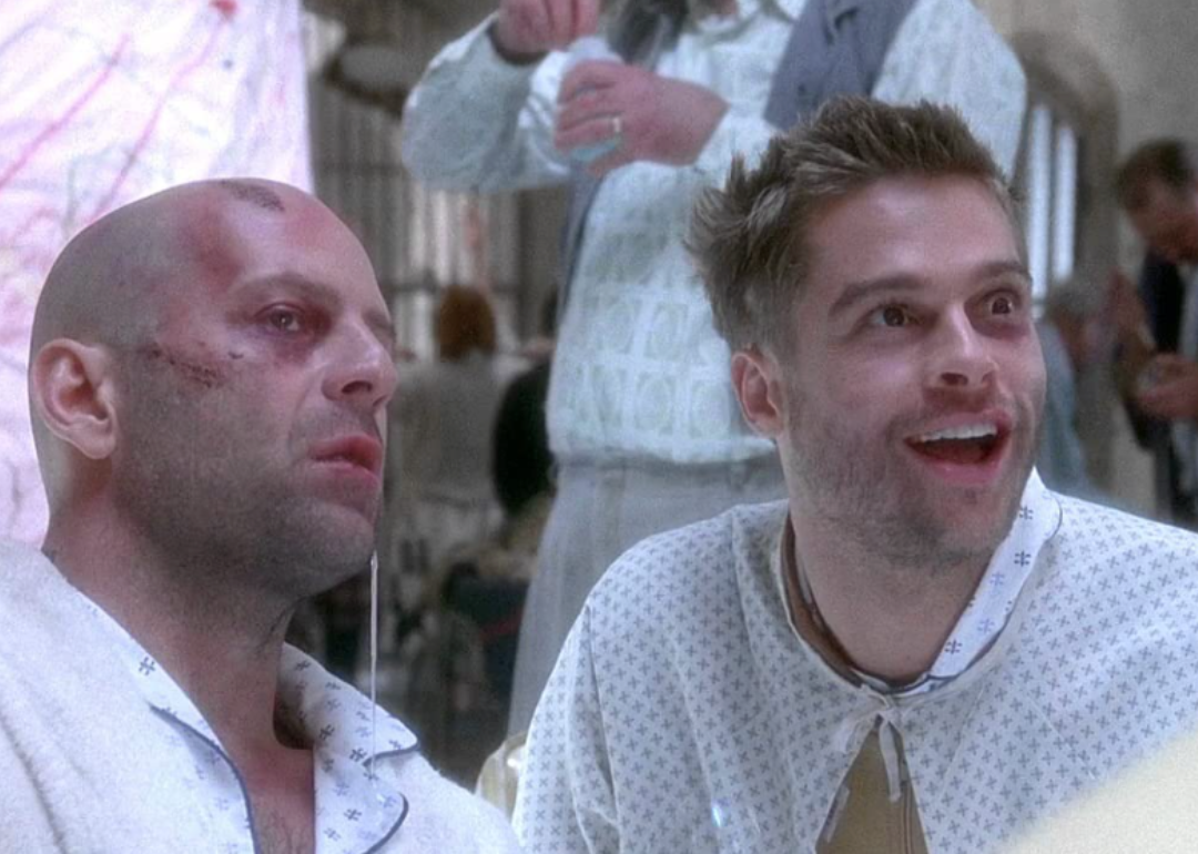 Bruce Willis and Brad Pitt in a scene from "12 Monkeys."