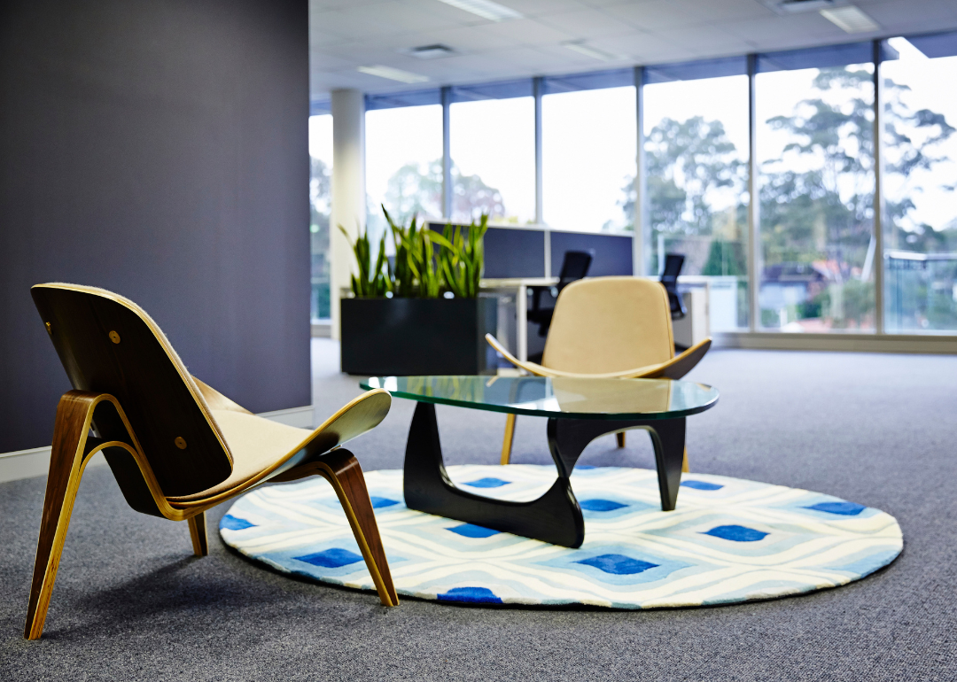 Noguchi coffee table in an office. 