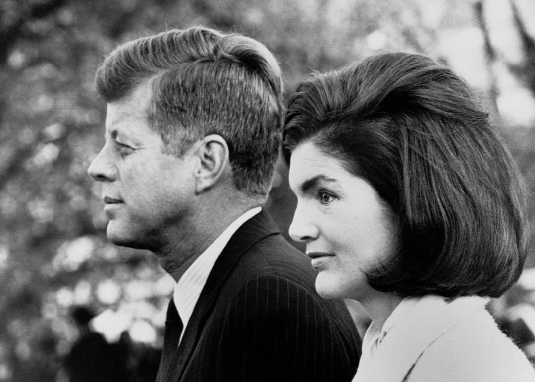 President John F. and Jacqueline Kennedy are seen in profile.