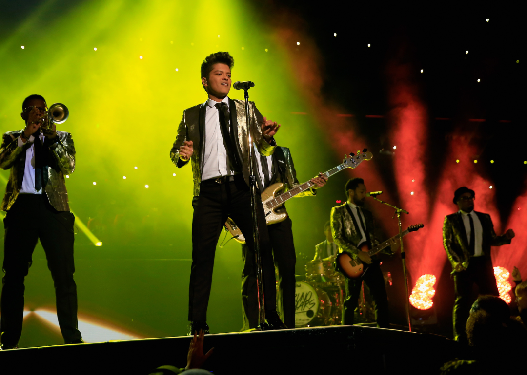 Bruno Mars performs during the Pepsi Super Bowl XLVIII Halftime Show
