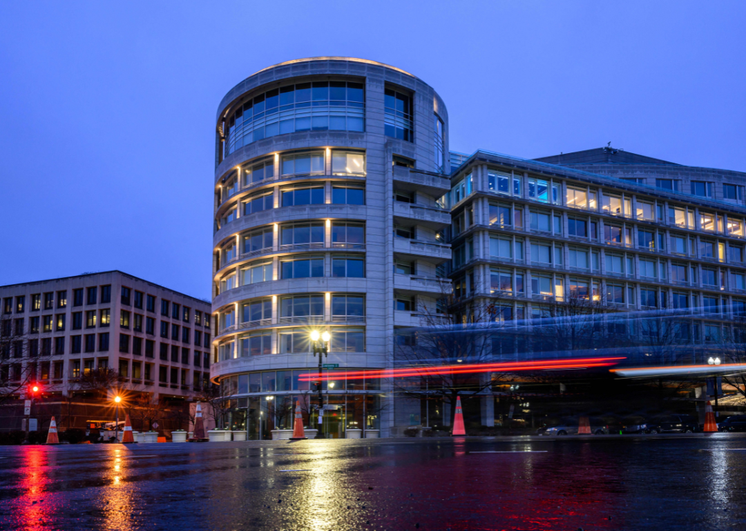 Exterior of an office building that contains Penn Biden Center for Diplomacy in Washington, D.C.