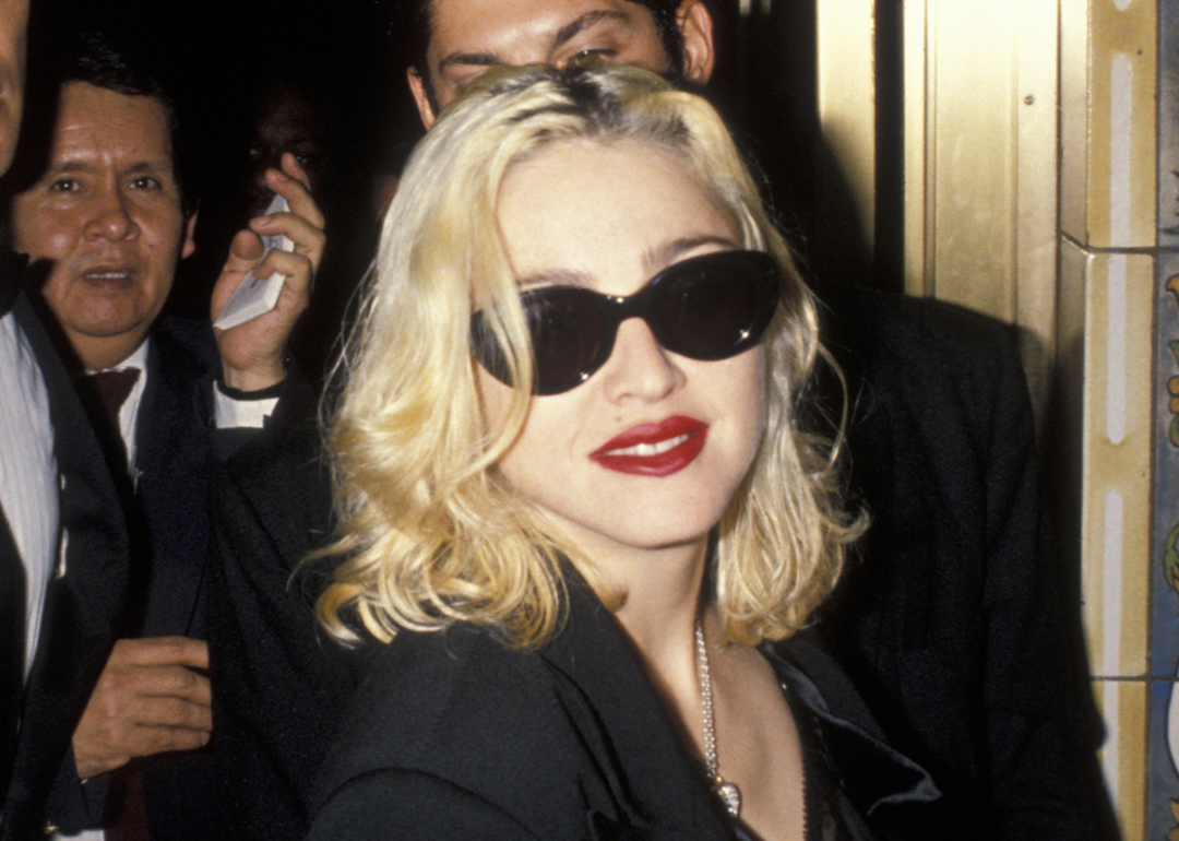 Madonna in sunglasses attending a gala dinner in New York.