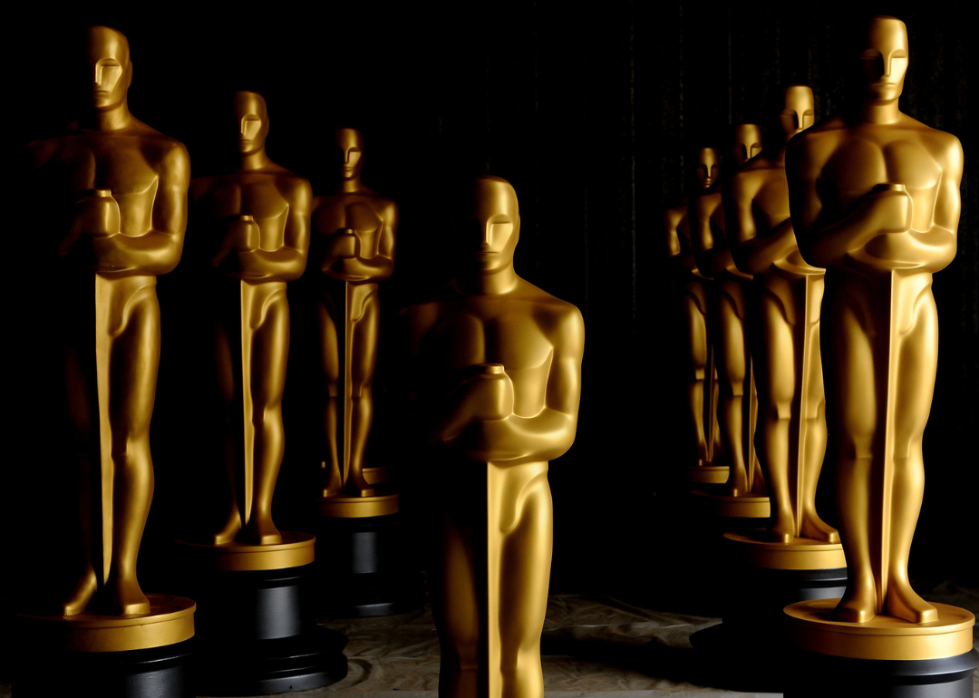 Group of painted Oscar statues.