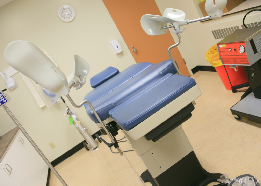 Photo shows the interior of a doctor's office exam room