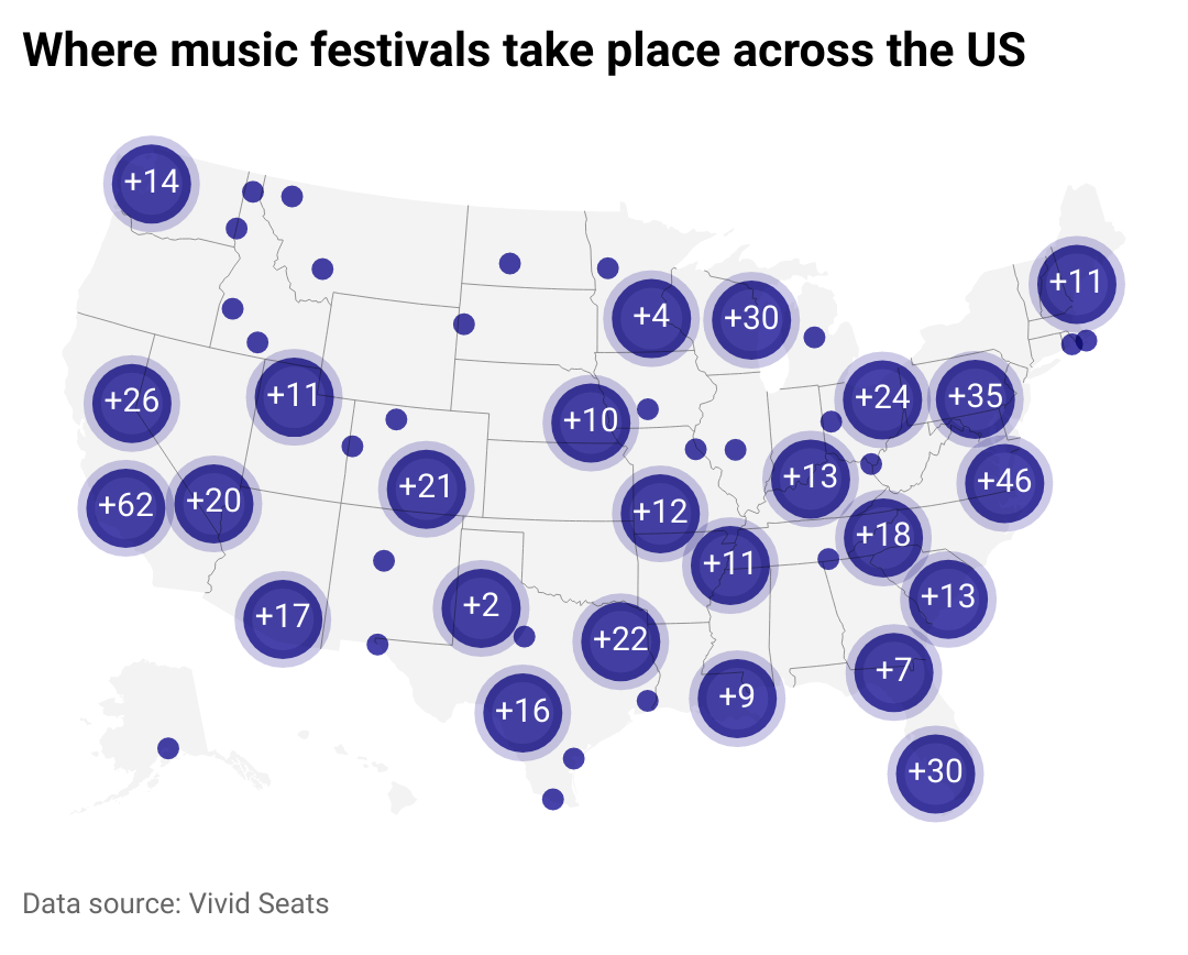 map of best metros for music festivals