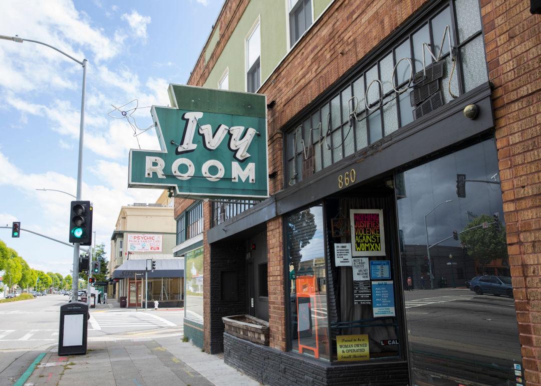 Close-up street view of Ivy Room venue in Albany, California