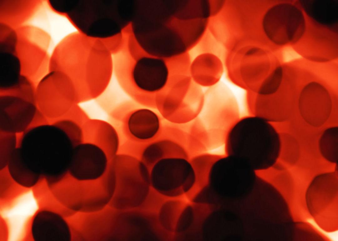 A computer-generated image of red blood cells.