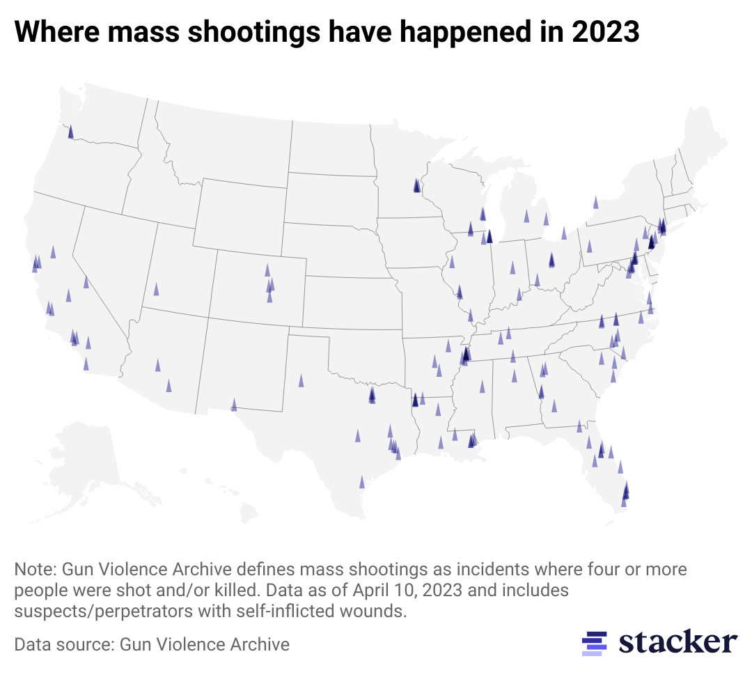 The US surpasses 140 mass shootings in 2023. Here's every event mapped