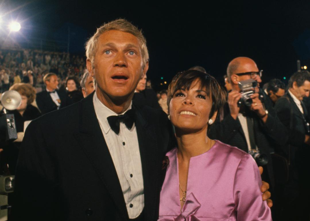 Actor Steve McQueen and his wife, Neile Adams, arrive at the 1967 Academy Awards.