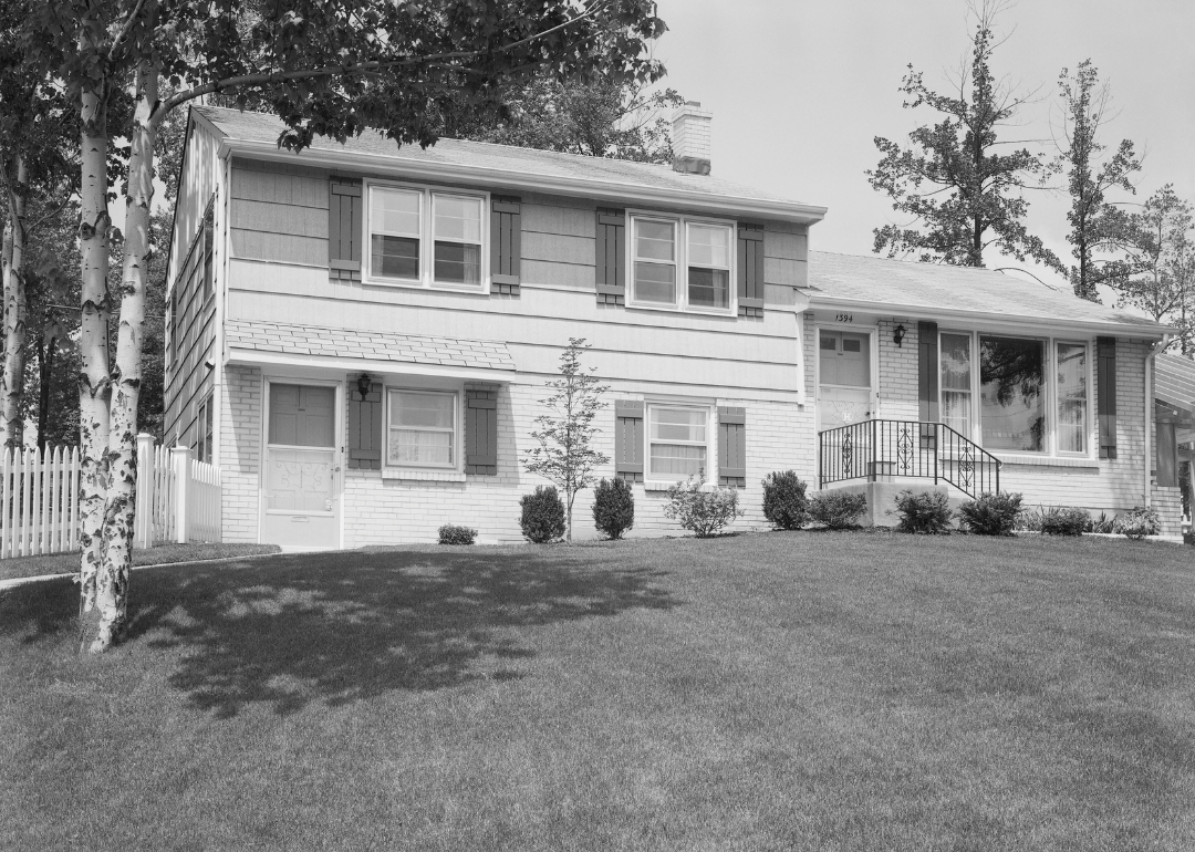 Exterior view of a newly built house in 1963.