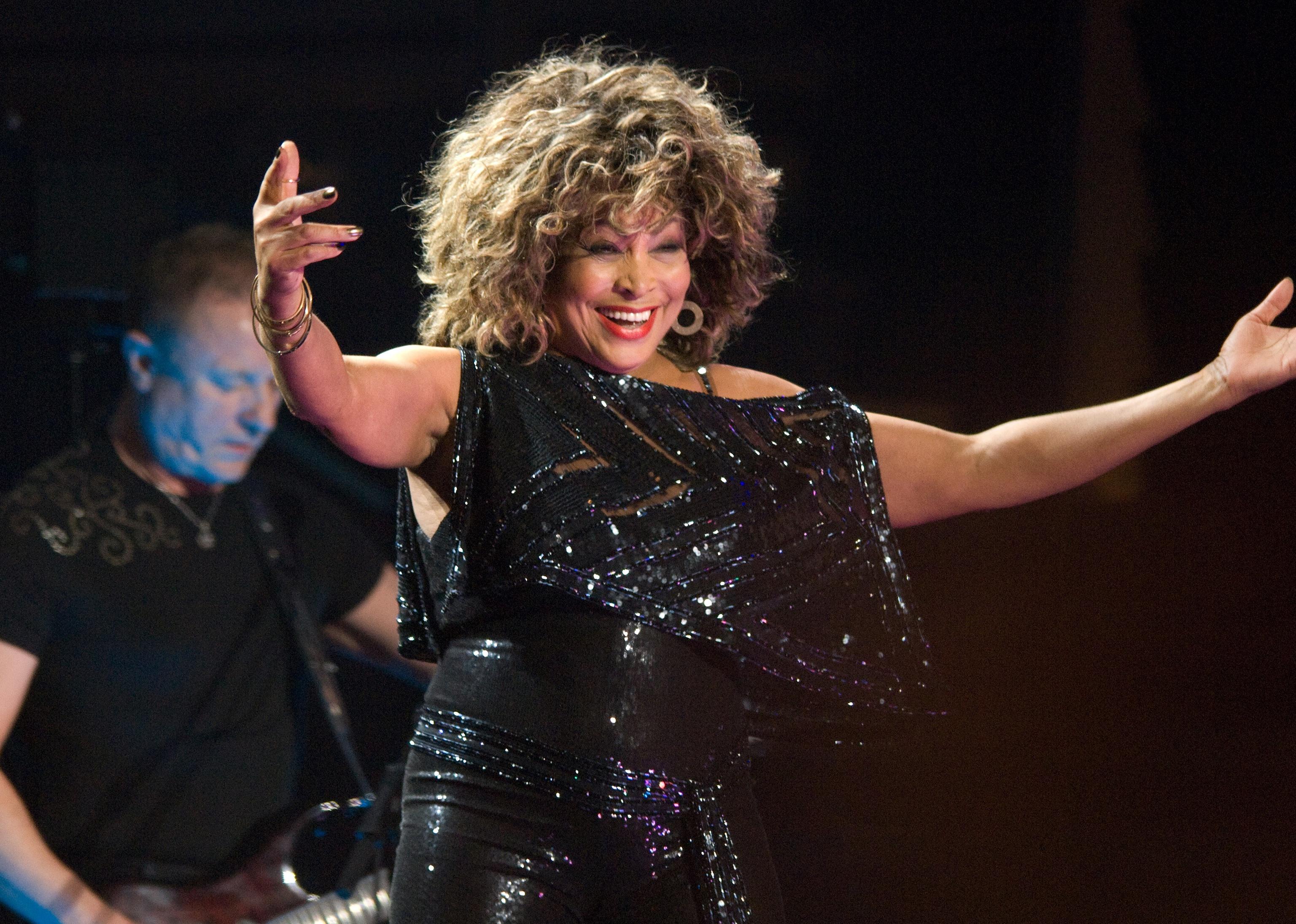 Tina Turner performs on stage at the GelreDome.