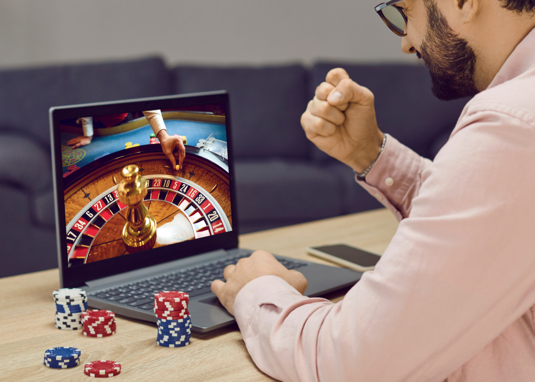 A person appearing to be winning in an online casino.