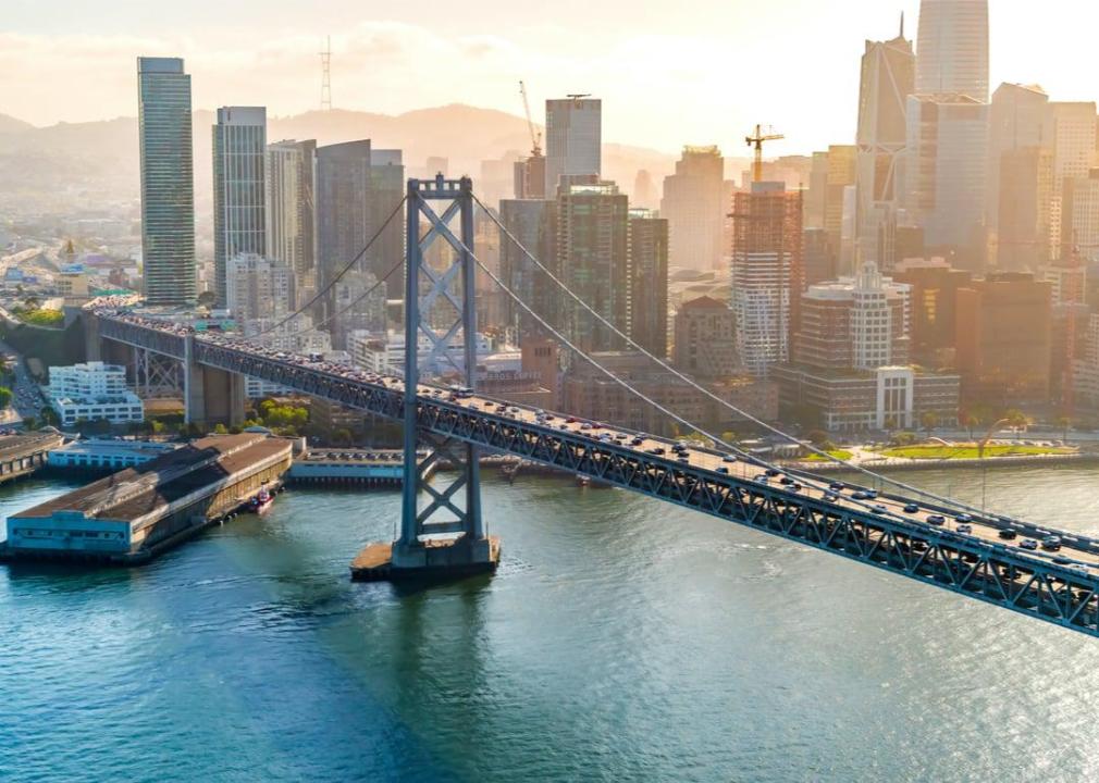 Aerial view of the Bay Bridge in San Francisco.