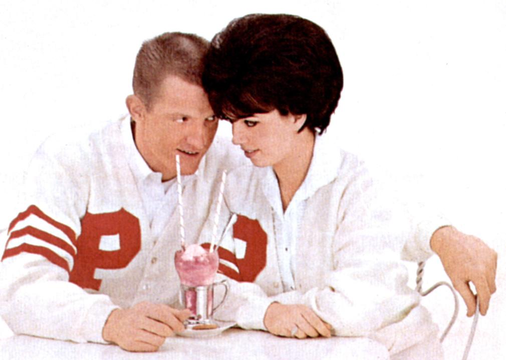 Photo of Ray Hildebrand and Jill Jackson with a milkshake.