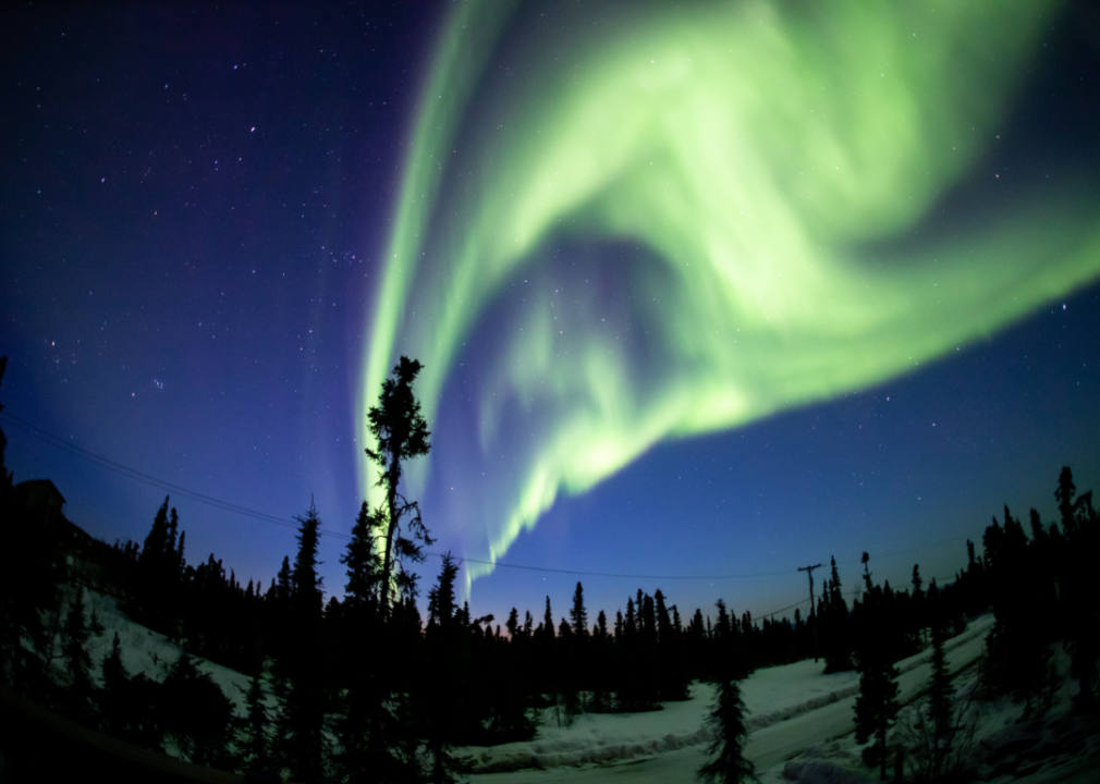 Lights of the aurora borealis above Fairbanks, Alaska.