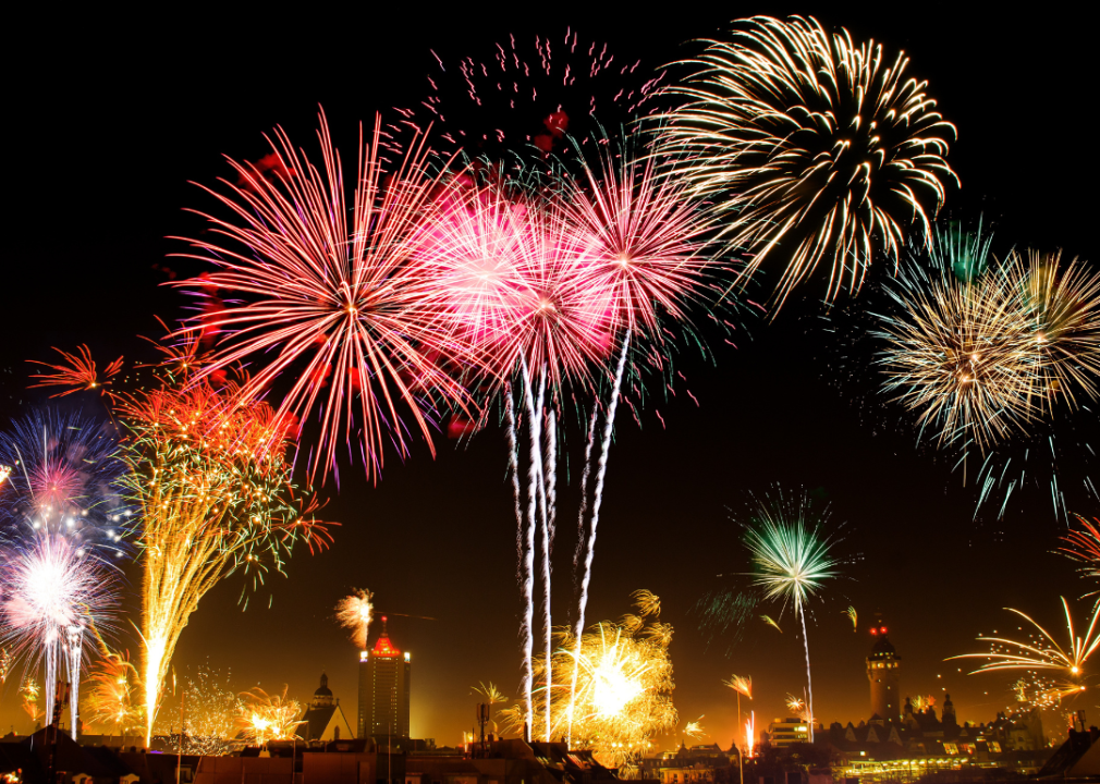 A fireworks display on New Year