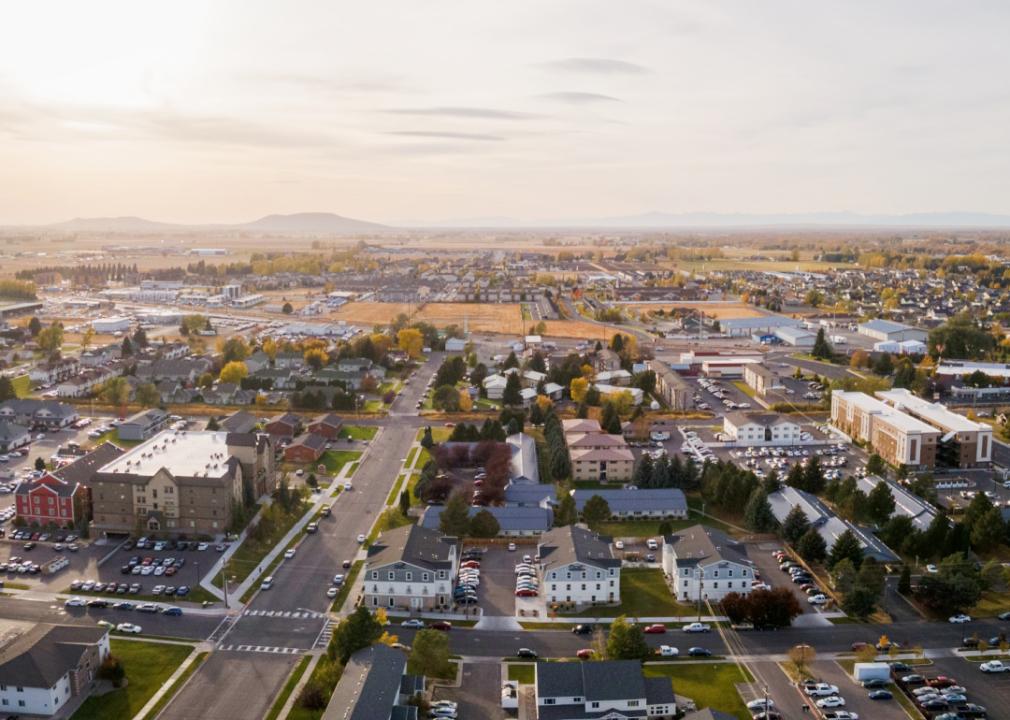 Aerial view of Rexburg, Idaho.