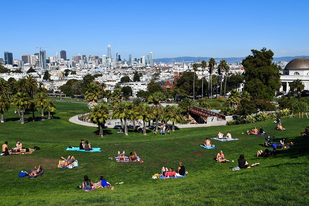 People relaxing in Dolores Park, San Francisco