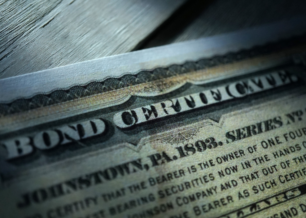 A U.S. bond certificate from the Treasury Department.