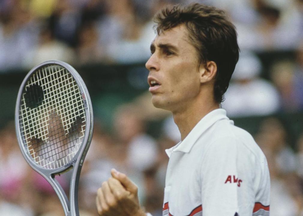 Czech-American professional tennis player Ivan Lendl at a Wimbledon tournament in the 