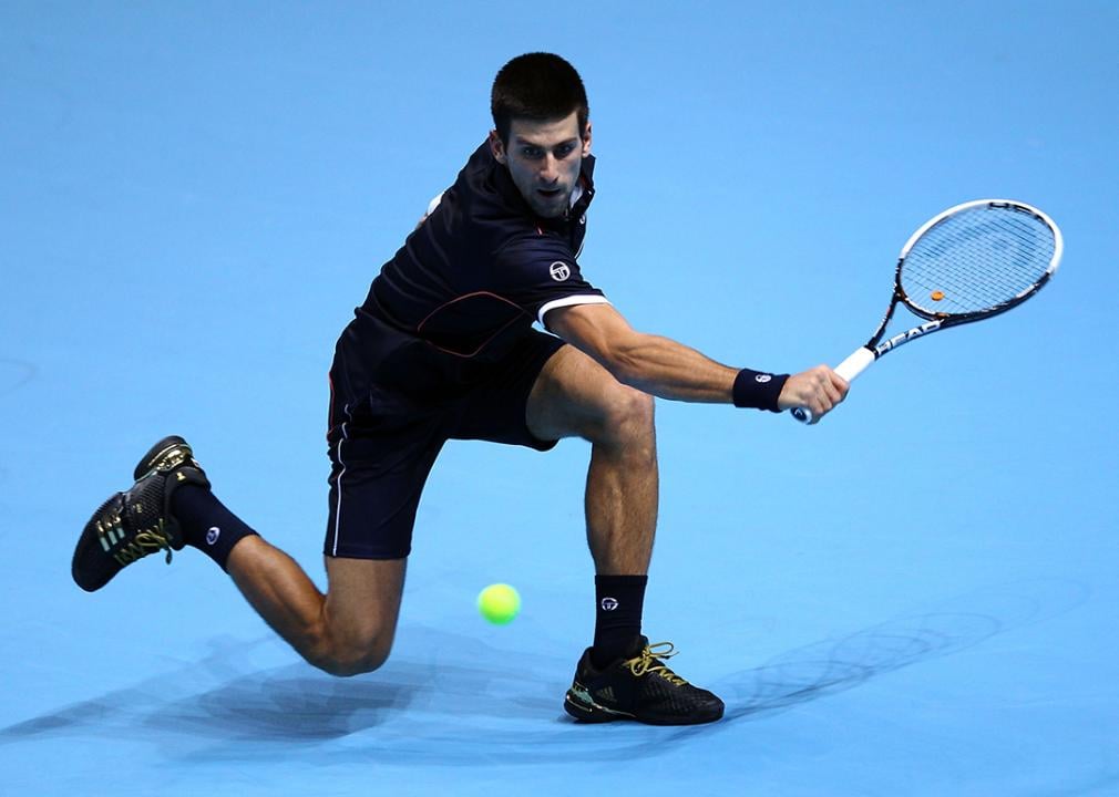 Serbian tennis player Novak Djokovic during the men's singles match for ATP World Tour Finals in 2011.