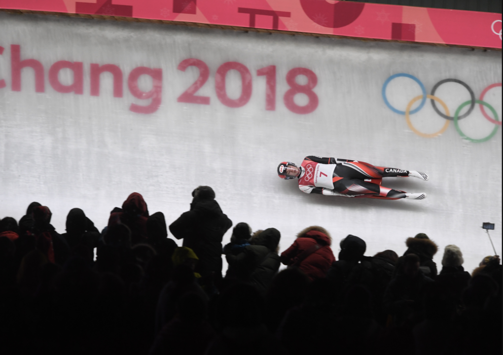 Canada's Kimberley McRae in action at the women's luge singles at the Alpensia Sliding Centre in Pyeongchang, South Korea.