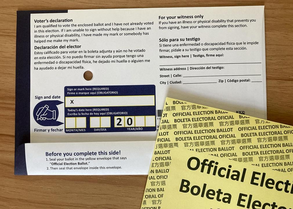 Photo of Pennsylvania mail-in ballot return envelope for the 2024 primary election.