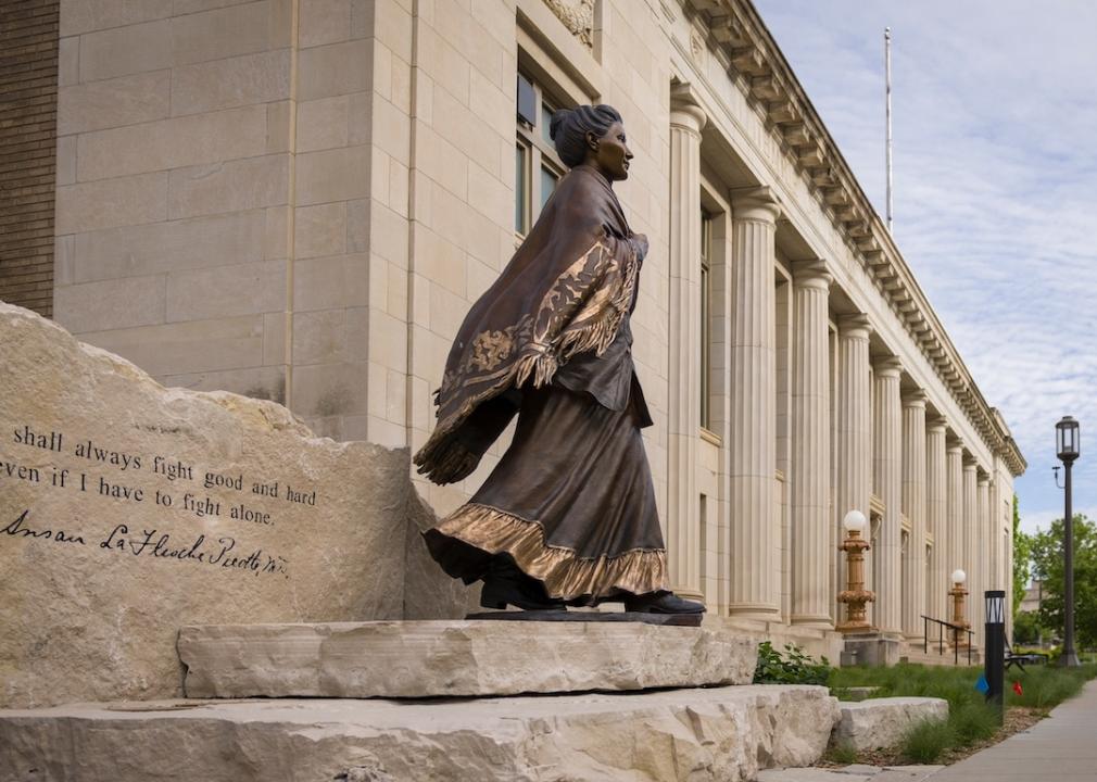 A statue of Susan La Flesche Picotte near the Nebraska state capitol.