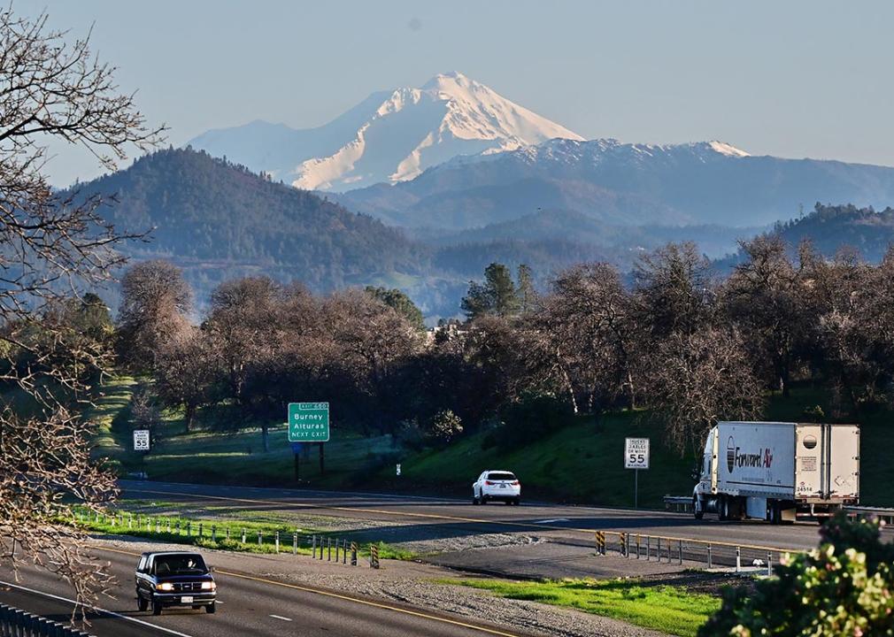 View of Mount Shasta in 2024, in Redding in California