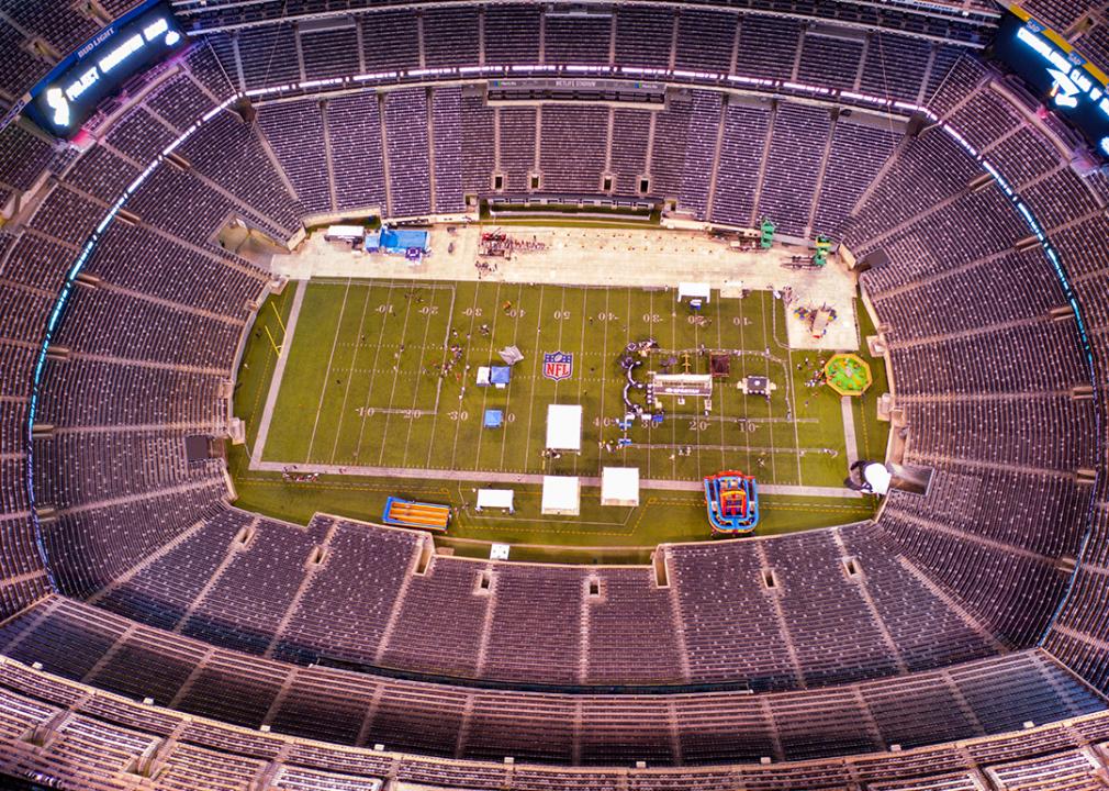 Aerial photo inside Metlife Stadium in Rutherford, NJ.