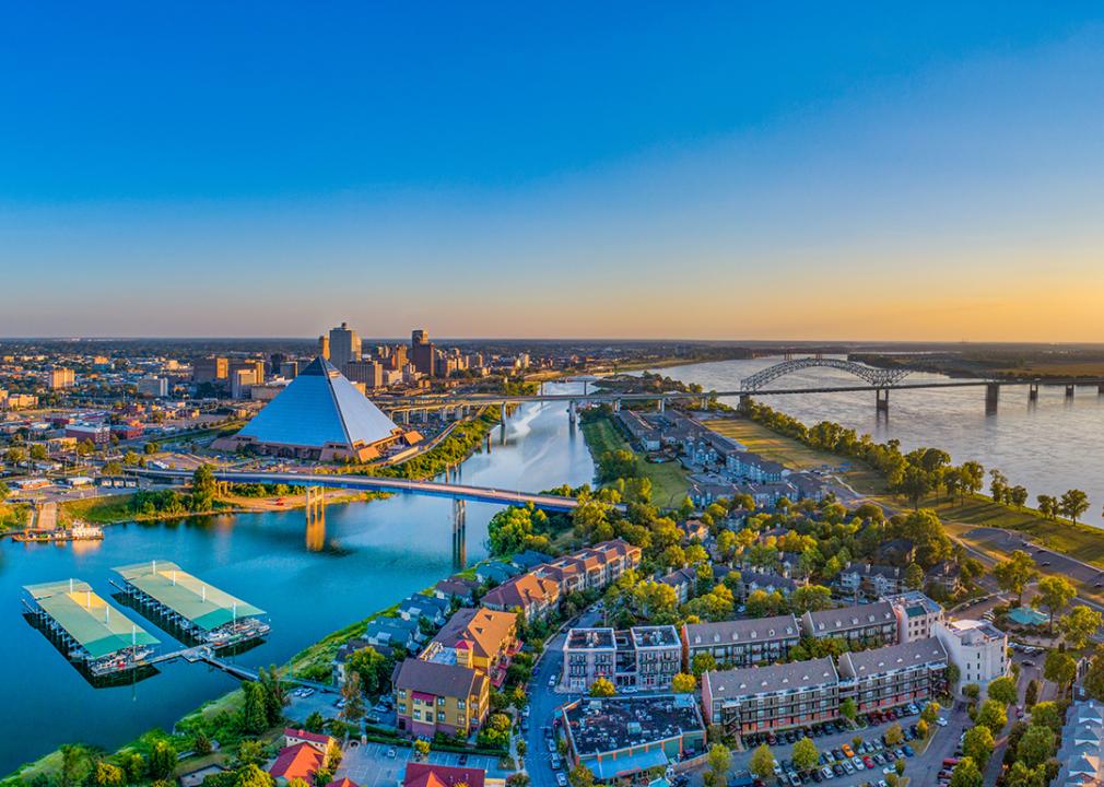 Aerial view of downtown Memphis, Tennessee.