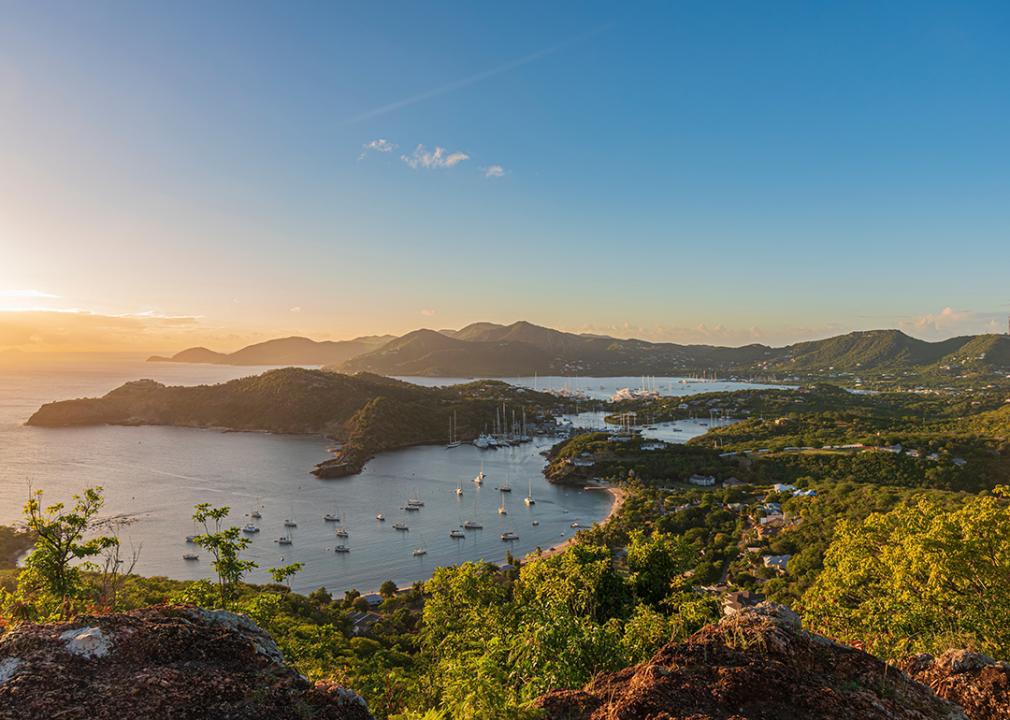 Scenic viewpoint of the English Harbour in Antigua and Barbuda.