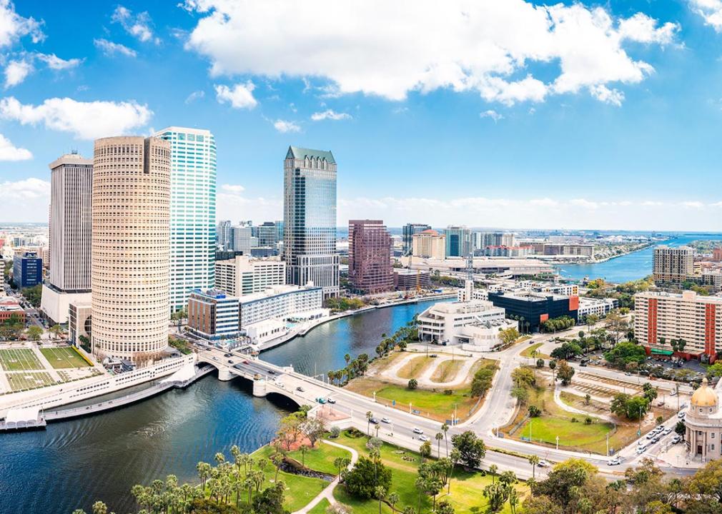 Aerial view of the Tampa, FL skyline.