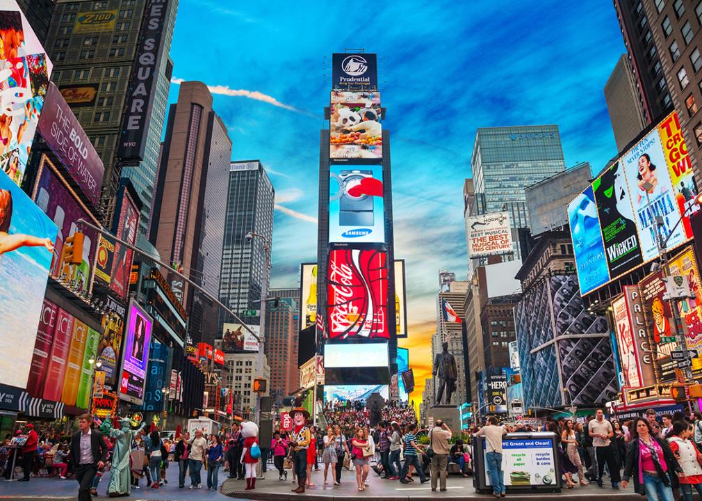 Tourists in Time Square, New York.