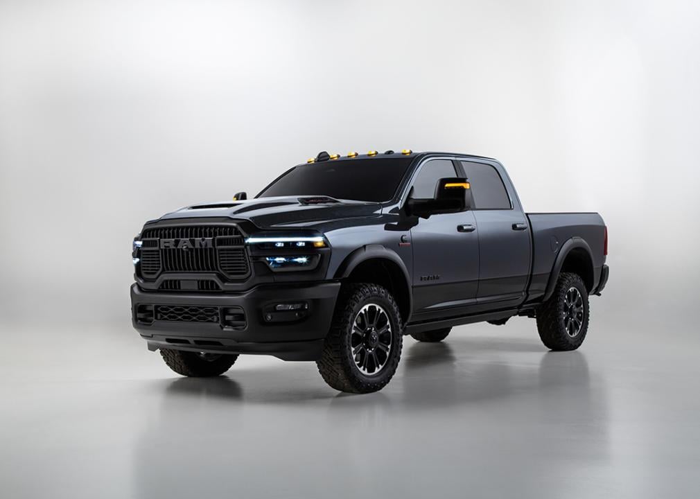 A front view of the black 2025 Ram 3500 Heavy Duty.