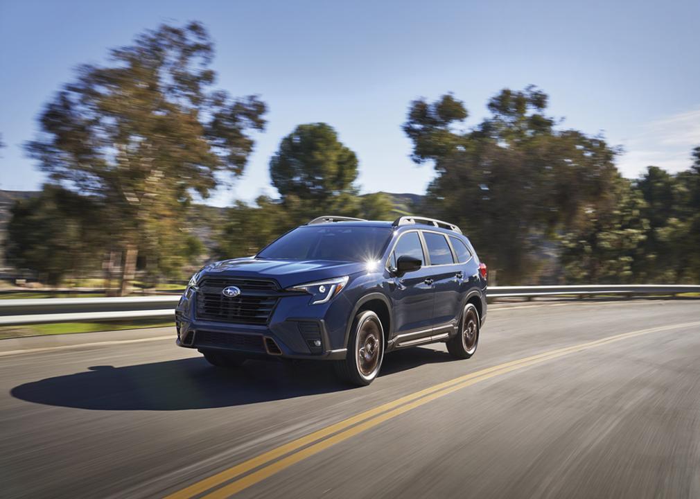 A 2025 black Subaru Ascent on the road.