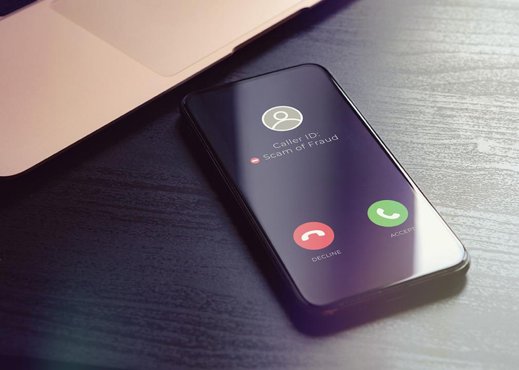 A phone receiving a likely scammer's call.