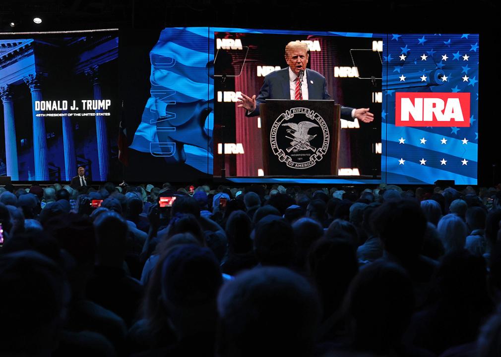 Trump during the NRA ILA Leadership Forum at the National Rifle Association (NRA) Annual Meeting & Exhibits at the Kay Bailey Hutchison Convention Center in Dallas, TX.