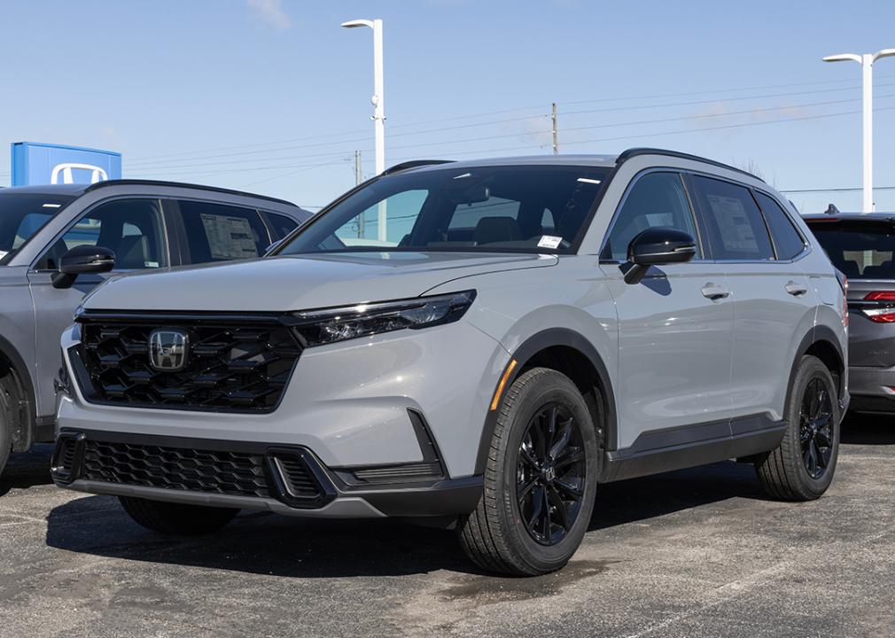 A gray Honda CR-V Hybrid SUV.