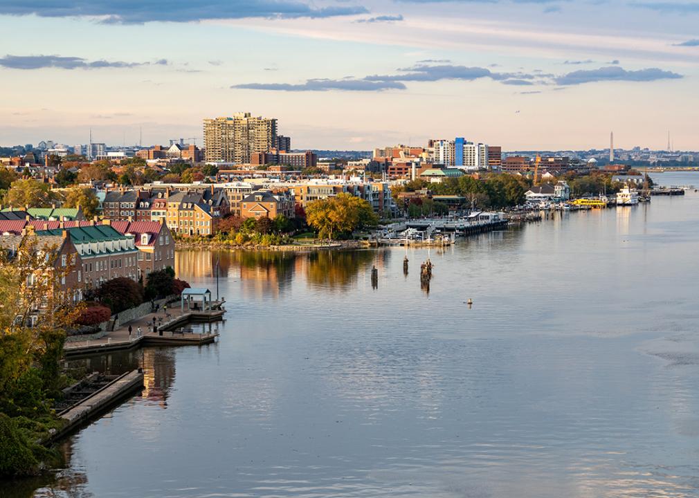 City waterfront properties along the Potomac River in northern Virginia.