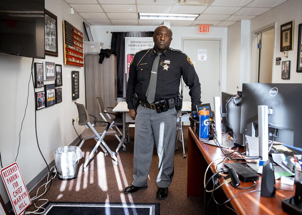 Chief Deputy Marvin Hill poses for a portrait in his office in Columbus, Ohio.