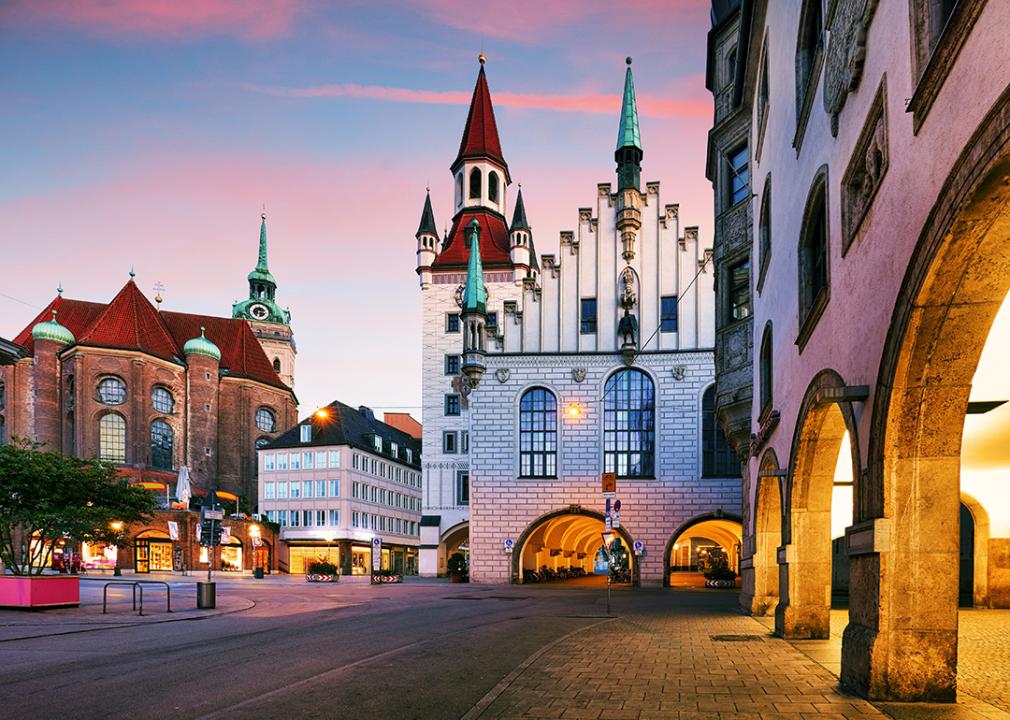 The Old Town Hall in Munich, Germany during sunrise.