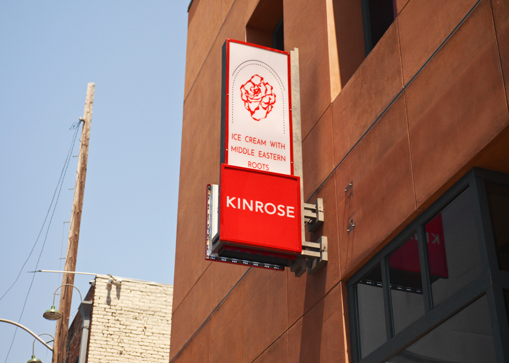 Exterior of Kinrose Creamery and its signage.