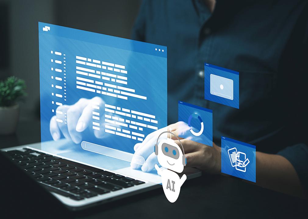 A person using AI chat for research and content purposes.