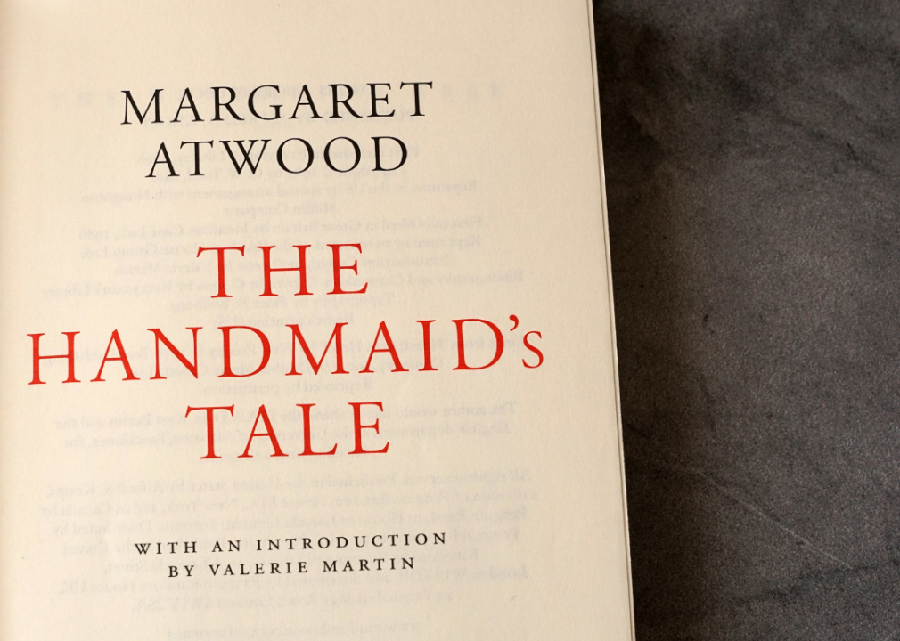 Title page inside a copy of 'The Handmaid's Tale' by Margaret Atwood. 