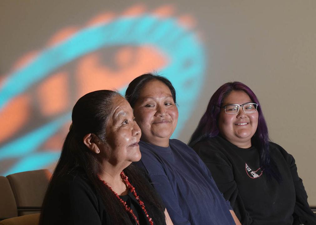 Kambria Siyuja (right), plans to teach in Supai, like her mother, Jackie Siyuja (middle), who teaches at the tribe’s preschool program.