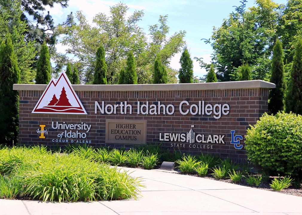 North Idaho College entrance sign in Coeur d'Alene, Idaho.