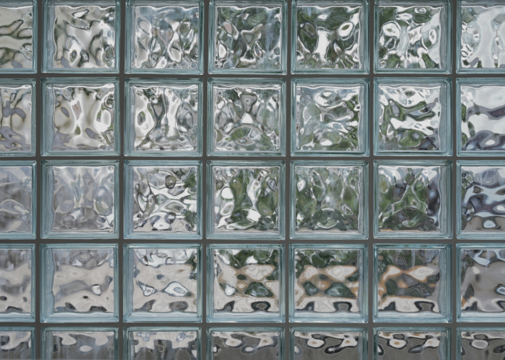 A wall of glass blocks that distorts and blurs what is on the other side.