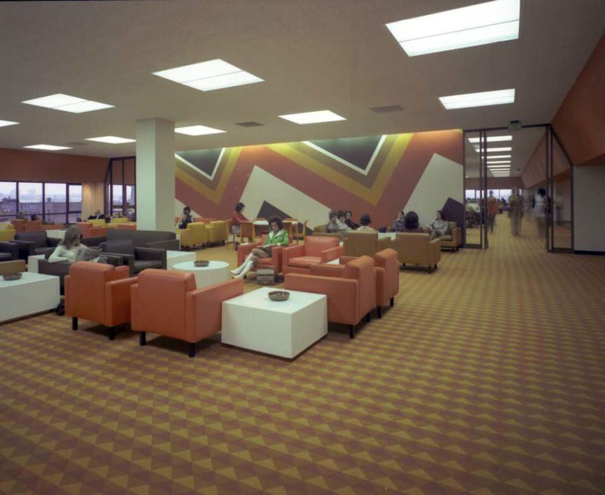 The lobby of the National Bank Tower in Portland, Oregon